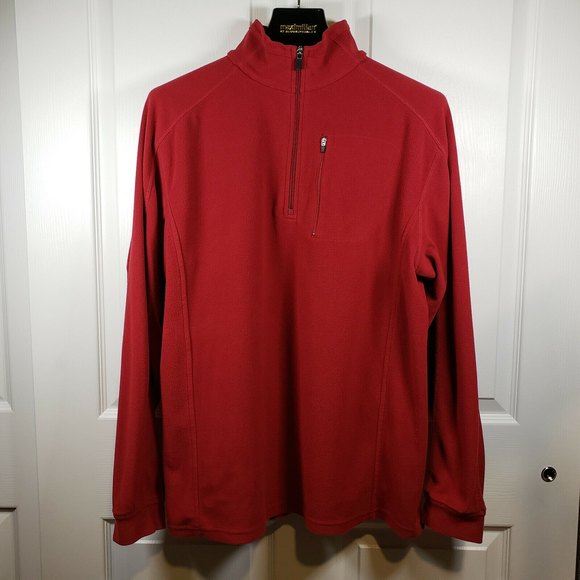 L.L. Bean Mens Red Fleece 1/4 Zip Pullover 100% Polyester Size MED TALL EUC - Picture 1 of 9